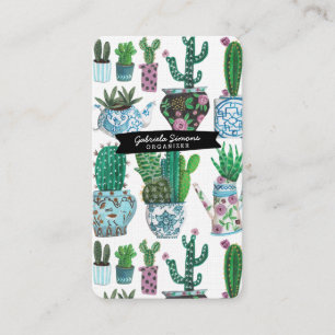 Cactus Succulent Pattern Business Cards