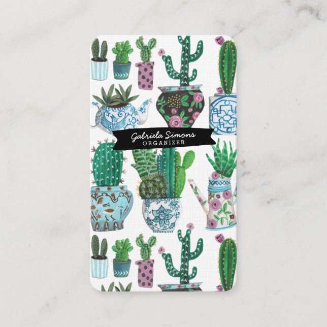 Cactus Succulent Pattern | Business Cards (Front)