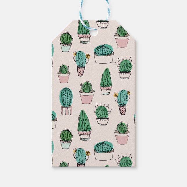 Cactus Succulent Pattern Gift Tags (Front)