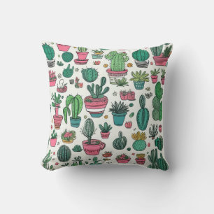 Cactus Succulent Pattern Throw Pillow
