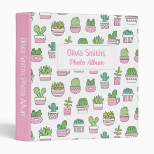 Cactus Succulent Plant Doodles Pattern Album 3 Rin Binder