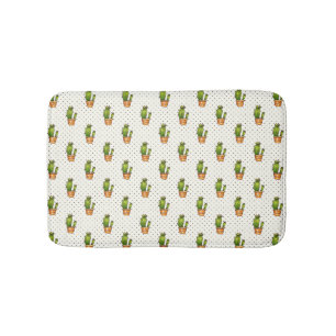 Cactus & Succulent Polk Dot Pattern Bath Mat