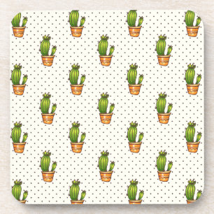 Cactus & Succulent Polk Dot Pattern Coaster