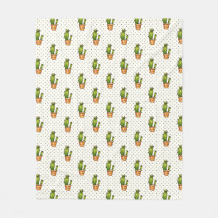 Cactus & Succulent Polk Dot Pattern Fleece Blanket