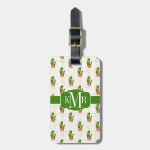 Cactus & Succulent Polk Dot Pattern Luggage Tag