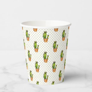 Cactus & Succulent Polk Dot Pattern Paper Cups