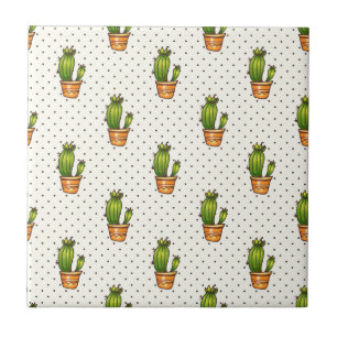 Cactus & Succulent Polk Dot Pattern Tile