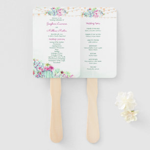Cactus Succulent String Lights Wedding Programs Hand Fan