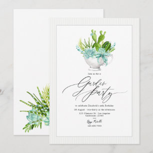 Cactus Succulent Tea Cup Garden Party Invitation