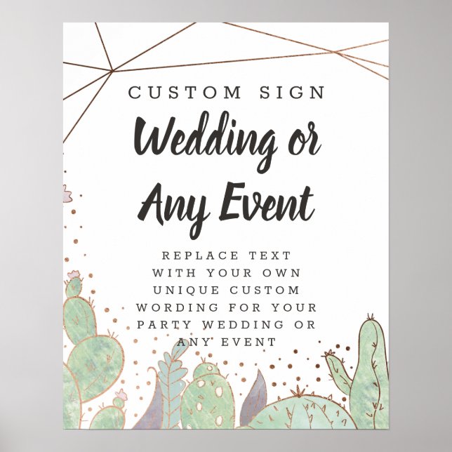 Cactus & Succulent Trendy Custom Text Event Sign (Front)
