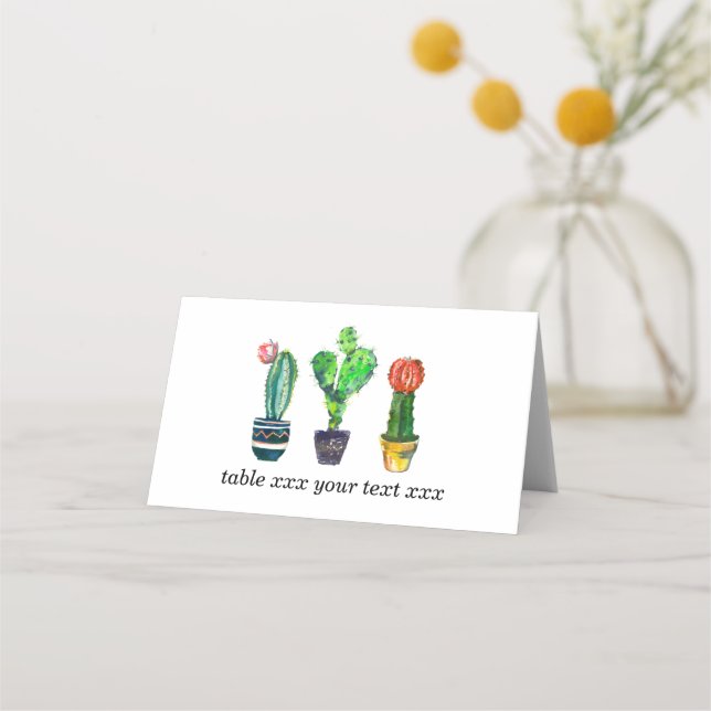cactus, succulent, watercolor, fiesta, mexican, place card (Front)