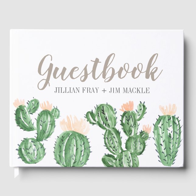 Cactus succulent wedding guestbook (Front)
