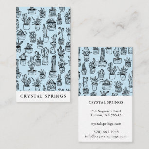 Cactus Succulents Botanical Plants Doodle Cute  Business Card