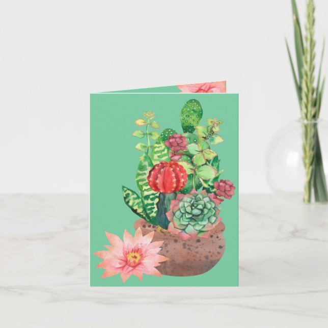 Cactus, Succulents, Cactus Flower, Arrangement Card (Front)