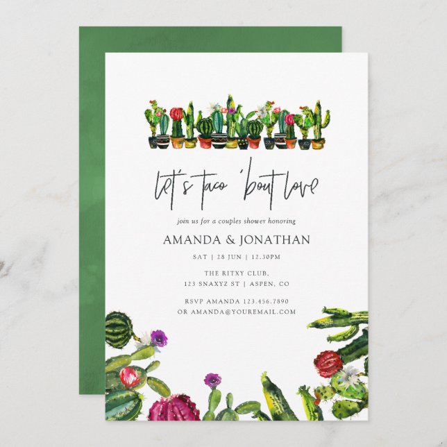 Cactus Succulents Couples Shower Invitation (Front/Back)