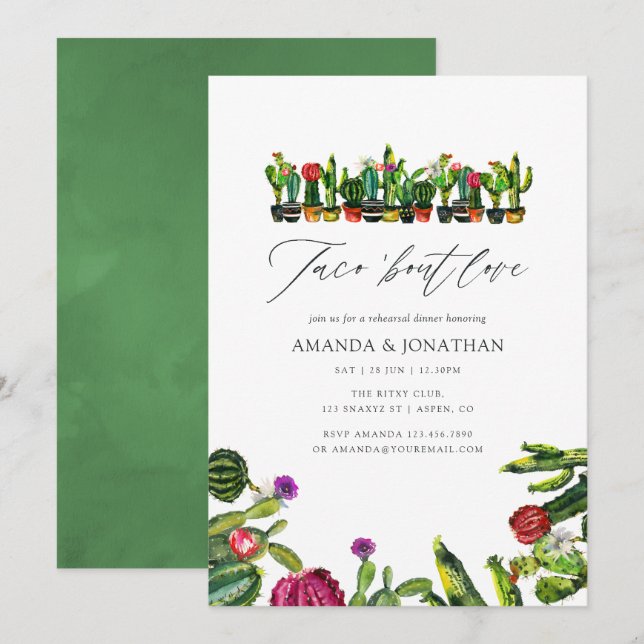 Cactus Succulents Fiesta Rehearsal Dinner Invitation (Front/Back)