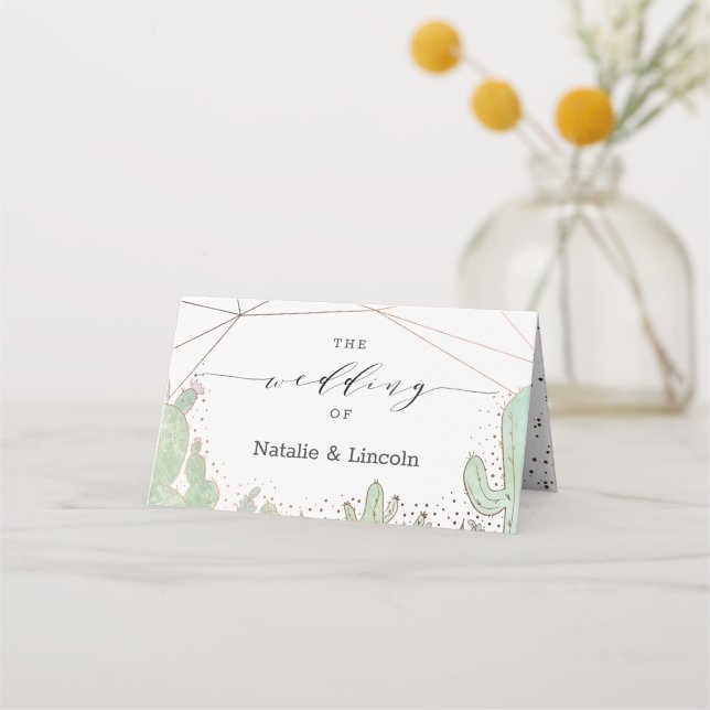 Cactus & Succulents Geo Reserved Seating Wedding Place Card (Back)