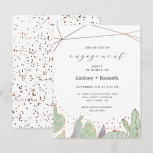 Cactus & Succulents Geometric Engagement Party Invitation