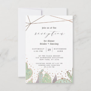 Cactus & Succulents Geometric Wedding Reception Invitation