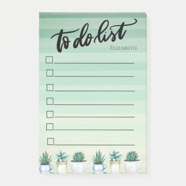 Cactus,Succulents Green To Do List Post-it Notes (Front)