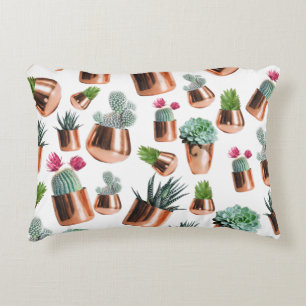 Cactus & Succulents in Rose Gold Pots Accent Pillow