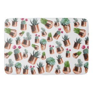 Cactus & Succulents in Rose Gold Pots  Bath Mat