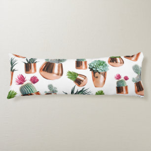 Cactus & Succulents in Rose Gold Pots Body Pillow