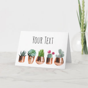 Cactus & Succulents in Rose Gold Pots Card