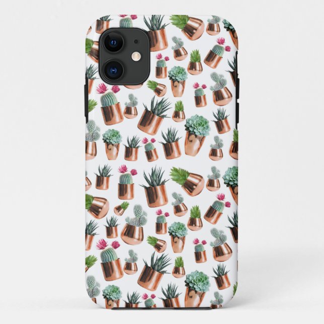 Cactus & Succulents in Rose Gold Pots Case-Mate iPhone Case (Back)