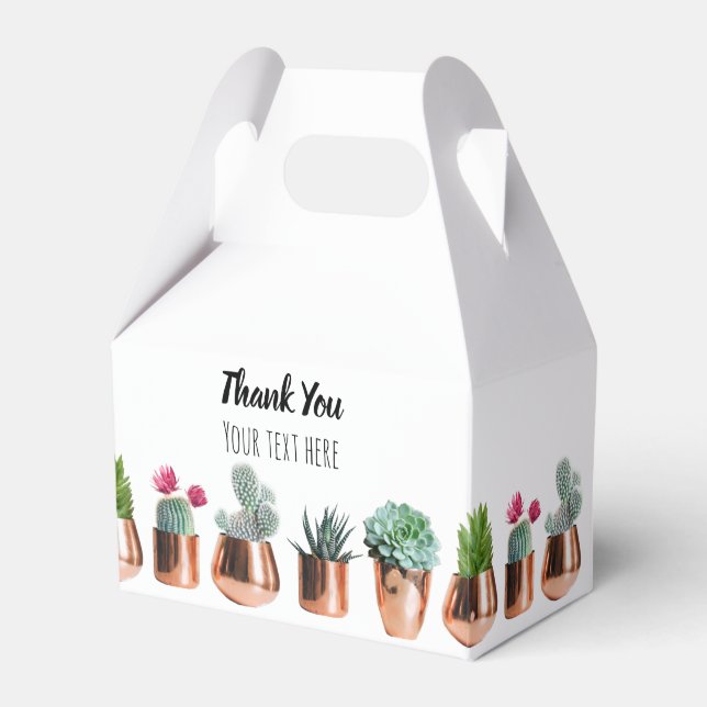 Cactus & Succulents in Rose Gold Pots Favor Box (Front Side)