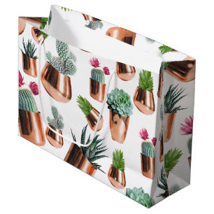 Cactus & Succulents in Rose Gold Pots Large Gift Bag