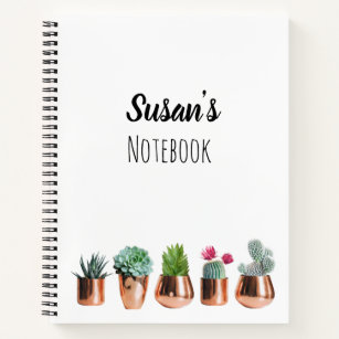 Cactus & Succulents in Rose Gold Pots Notebook
