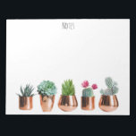 Cactus & Succulents in Rose Gold Pots Notepad<br><div class="desc">A beautiful design incorporating different types of cacti and succulents planted in chic gold rose flower pots. A unique botanical themed pattern with splashes of green, pink and rose gold colours. An ideal design for anyone who loves cactus, succulents or botanical designs. Ideal birthday gift, nursery decor, kids room art,...</div>