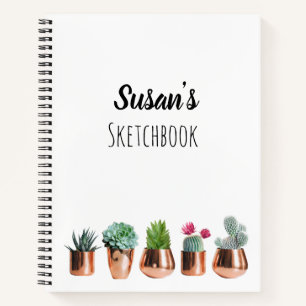 Cactus & Succulents in Rose Gold Pots Sketchbook Notebook