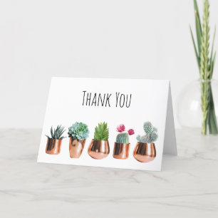 Cactus & Succulents in Rose Gold Pots Thank You Card