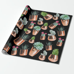 Cactus & Succulents in Rose Gold Pots Wrapping Paper