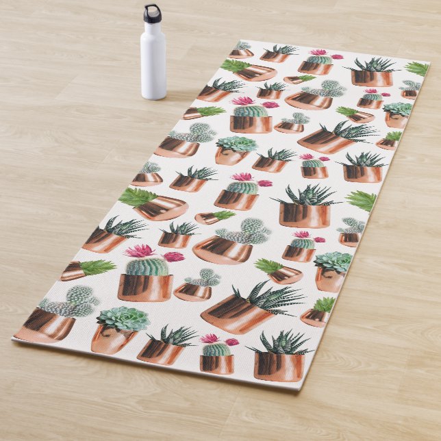 Cactus & Succulents in Rose Gold Pots  Yoga Mat (In Situ)