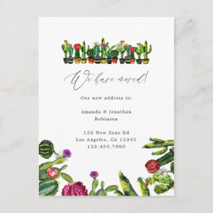 Cactus Succulents New Address Announcement Postcard