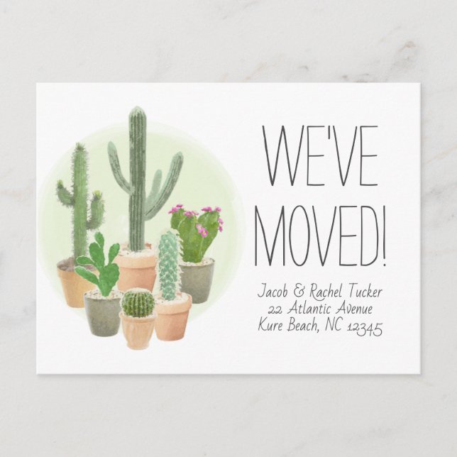 Cactus Succulents New Home Moving Announcement Postcard (Front)