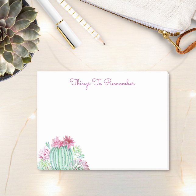 Cactus Succulents Personalized Text Post-it Notes (Creator Uploaded)