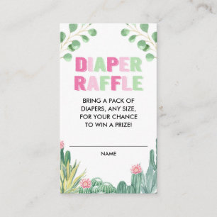 Cactus succulents pink green diaper raffle enclosure card