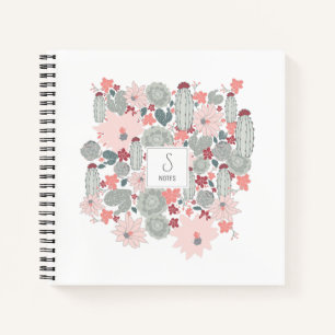 Cactus Succulents Pink Green Pattern Personalized Notebook