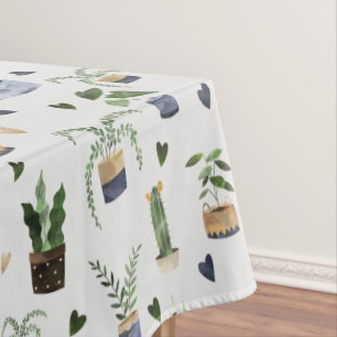 Cactus Succulents & Potted Plant Boho Pattern  Tablecloth