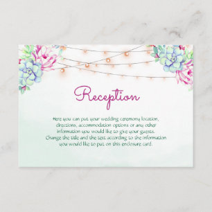 Cactus Succulents String Lights Wedding Enclosure Card