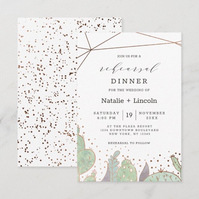 Cactus & Succulents Terrarium Rehearsal Dinner Invitation (Front/Back)