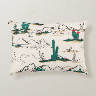Cactus Succulents: Vintage Desert Floral. Accent Pillow