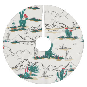 Cactus Succulents: Vintage Desert Floral. Brushed Polyester Tree Skirt