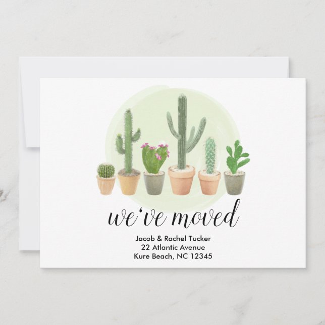 Cactus Succulents We've Moved Moving Announcement (Front)