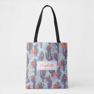 Cactus Sun Botanical Desert Floral Personalized Tote Bag