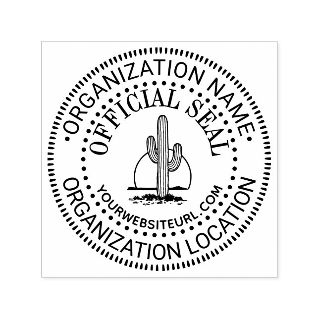 Cactus Sun Generic Official Seal Name Loc URL Self-inking Stamp (Design)